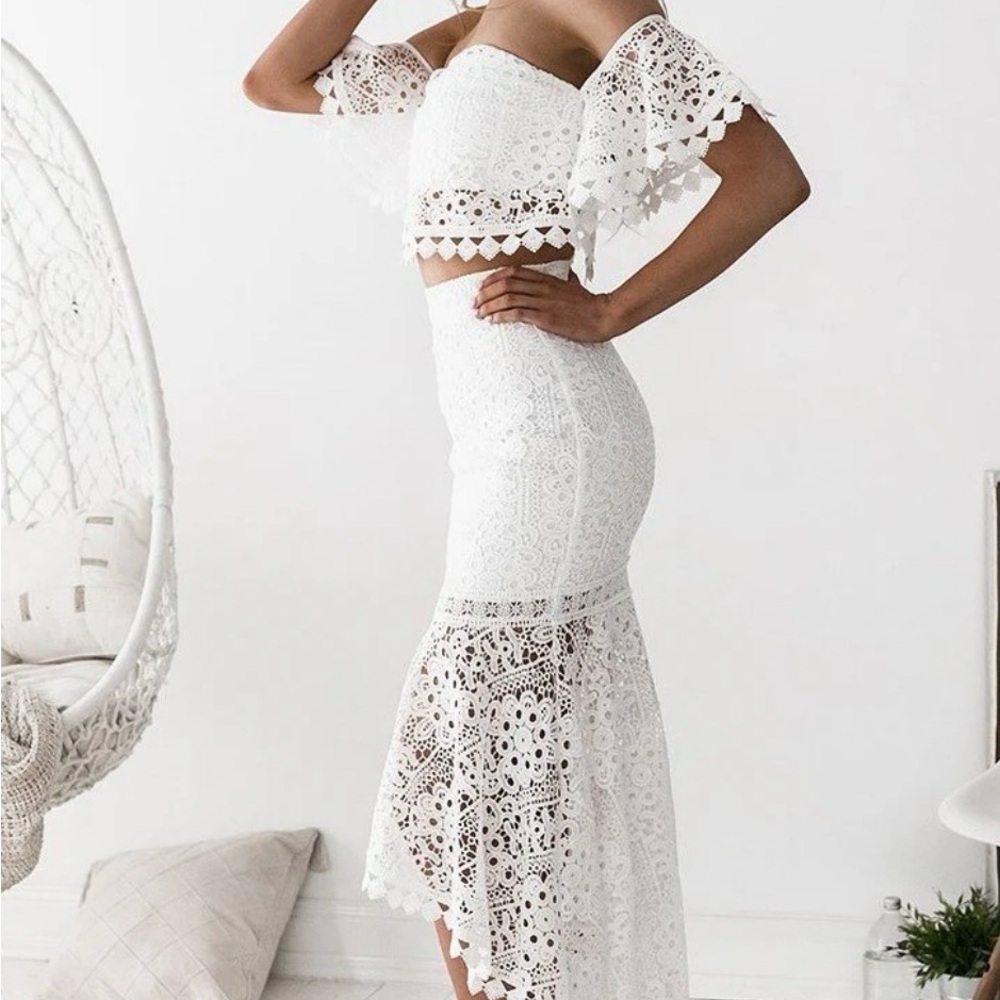 White Lace 2 piece dress